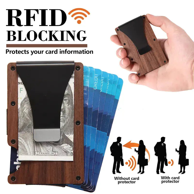 Wood Grain RFID Blocking Credit Card Holder Wallet
