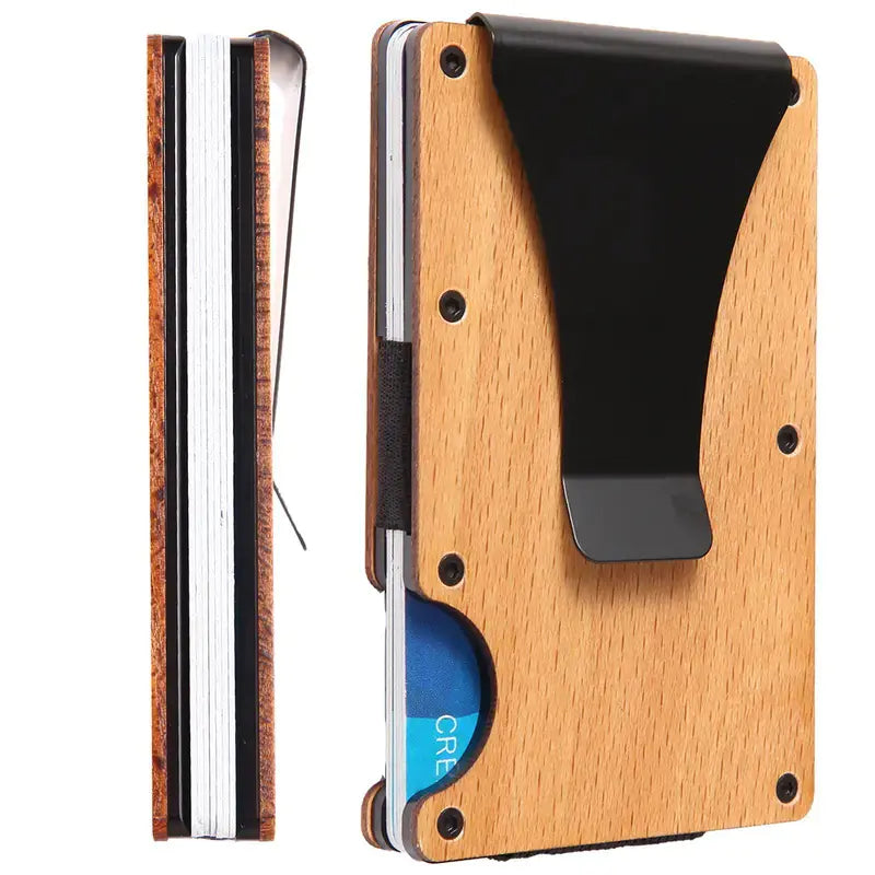 Wood Grain RFID Blocking Credit Card Holder Wallet
