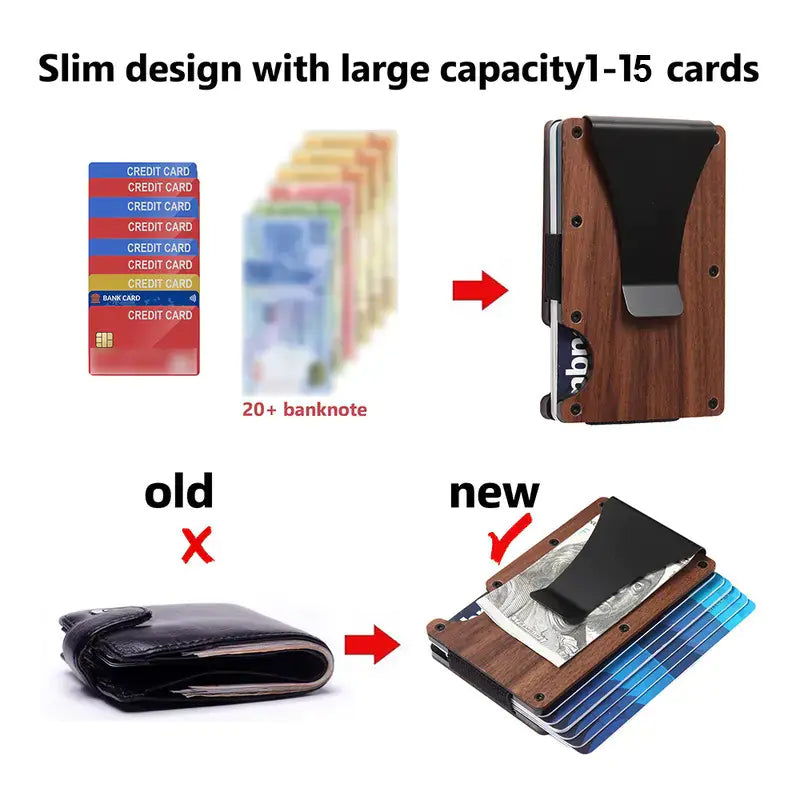 Wood Grain RFID Blocking Credit Card Holder Wallet