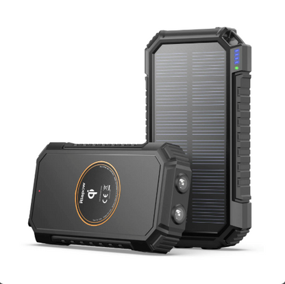 Riapow Solar Power Bank 26800mAh, Wireless Portable Charger with USB C Input/Output Fast Charge 3.0A Solar Charger External Battery with Flashlight for Phone, Tablet and Camping Outdoors